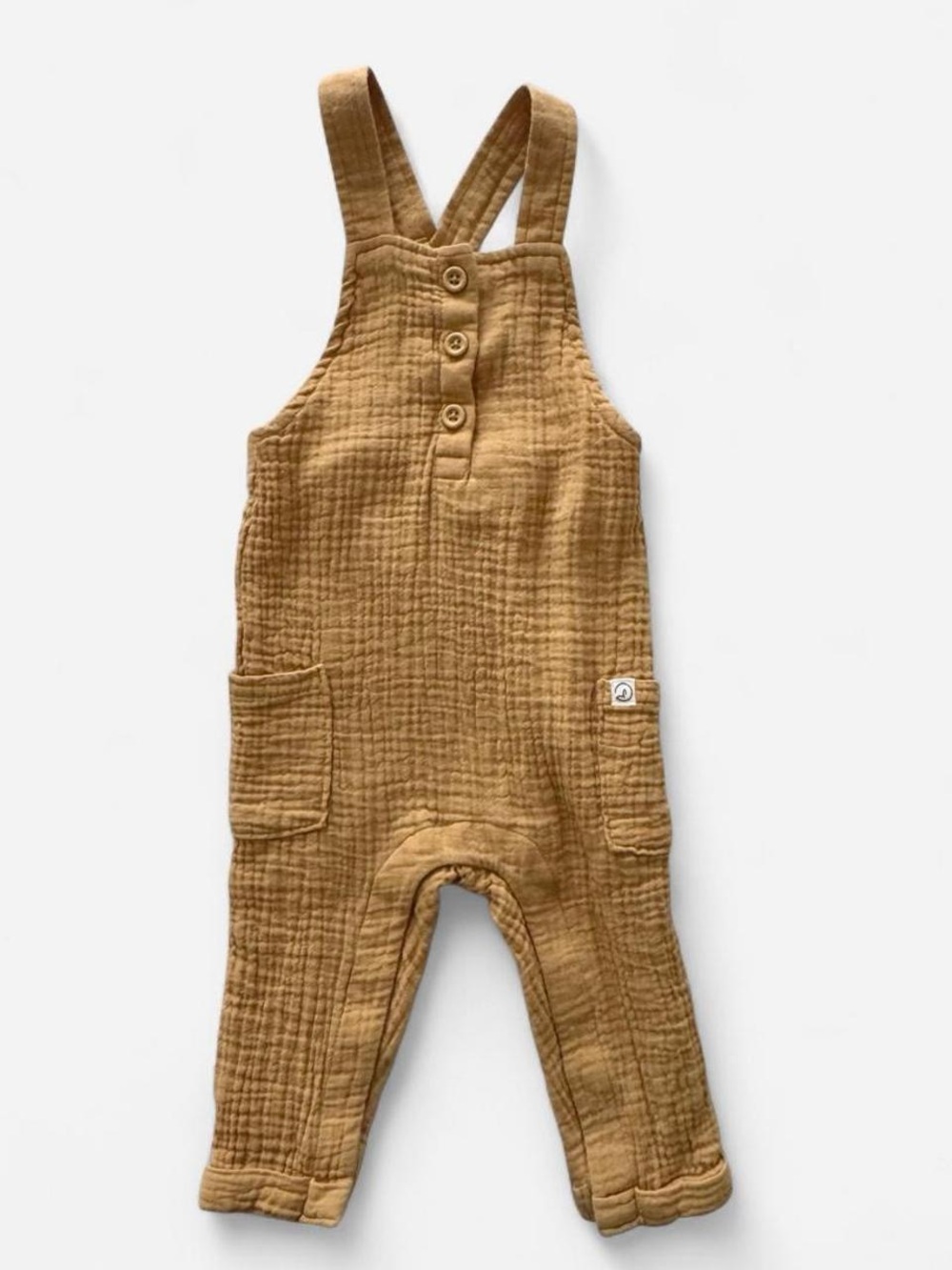 NWOT Little Planet Carter’s Organic Cotton Gauze Ochre Mustard Overalls 9 Months